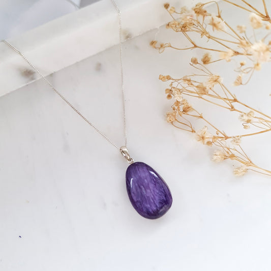Charoite Crystal Necklace Pendant