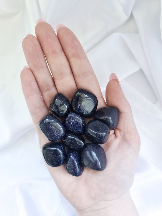 Blue Goldstone Tumbled Stones
