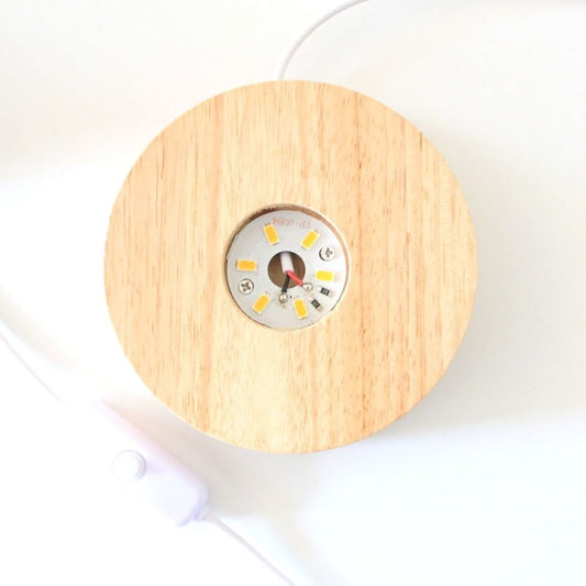 Round Wooden USB Light Base - Celestial Stones