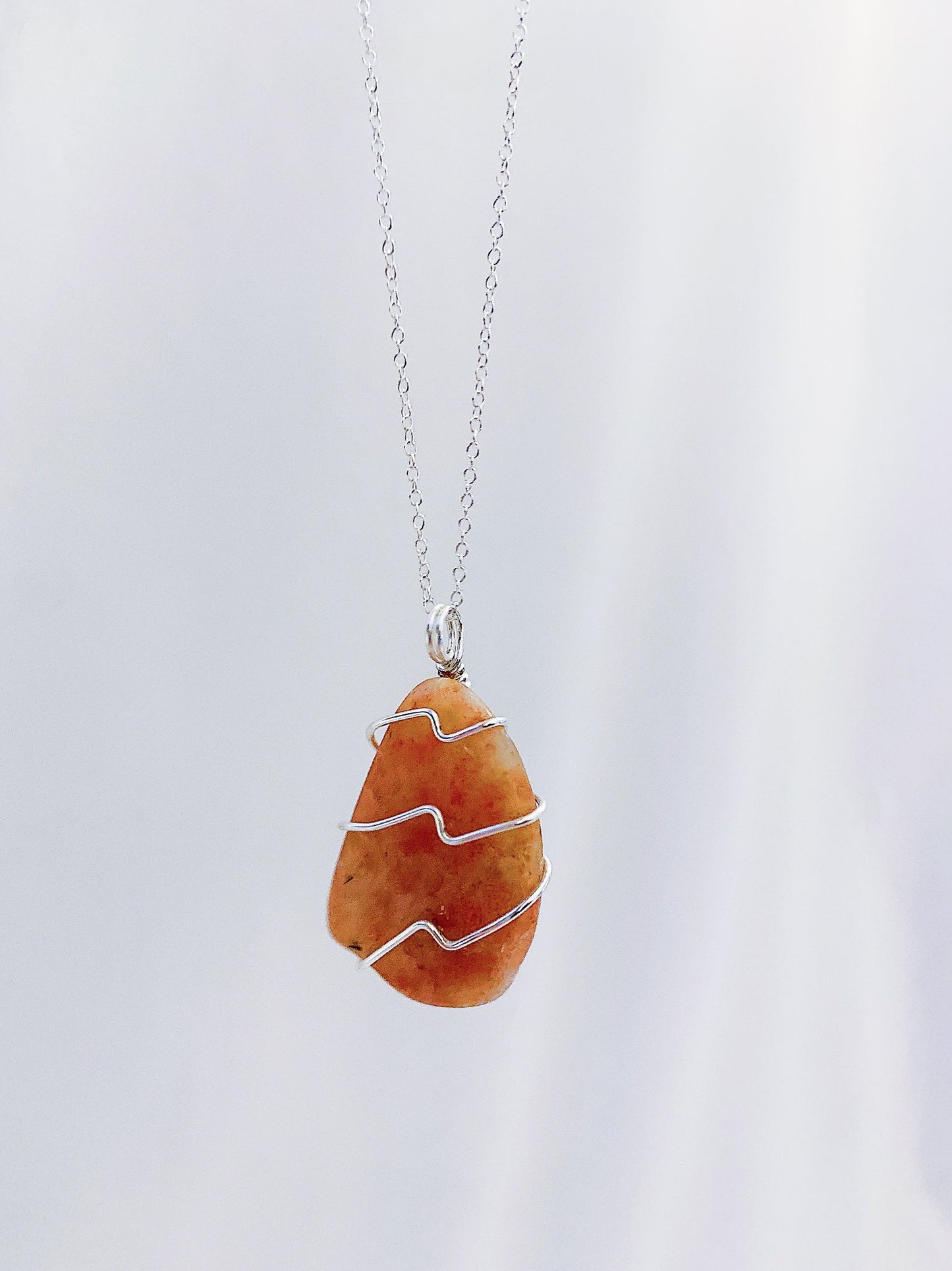 Sunstone Wrapped Necklace - 40cm Length - Celestial Stones