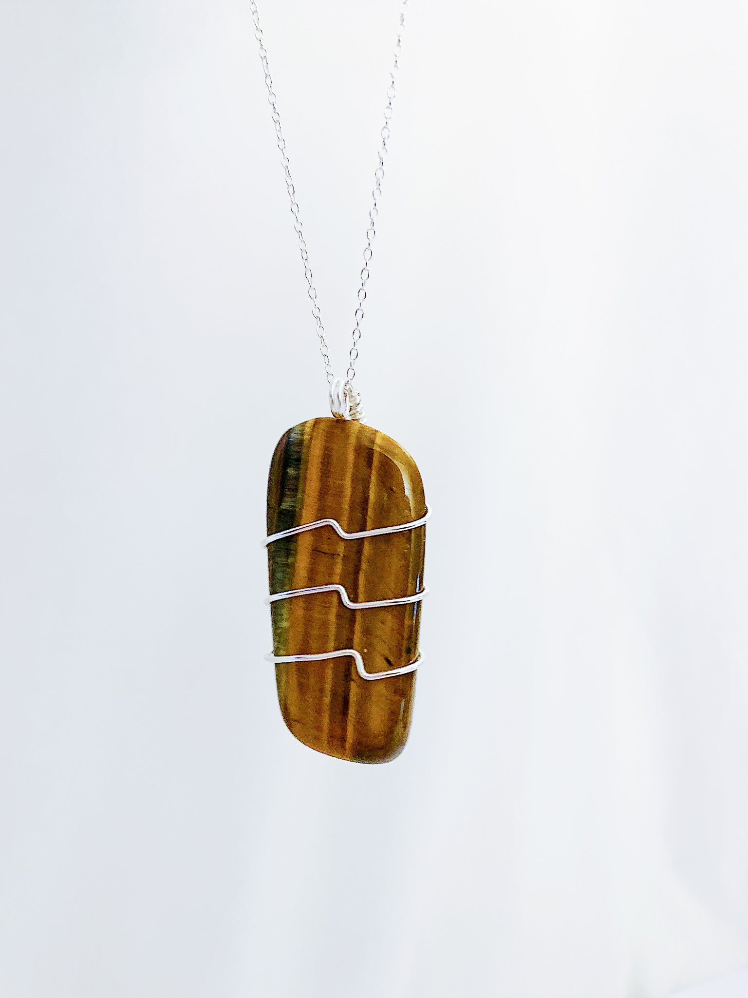 Tiger's Eye Wrapped Necklace - 40cm Length - Celestial Stones